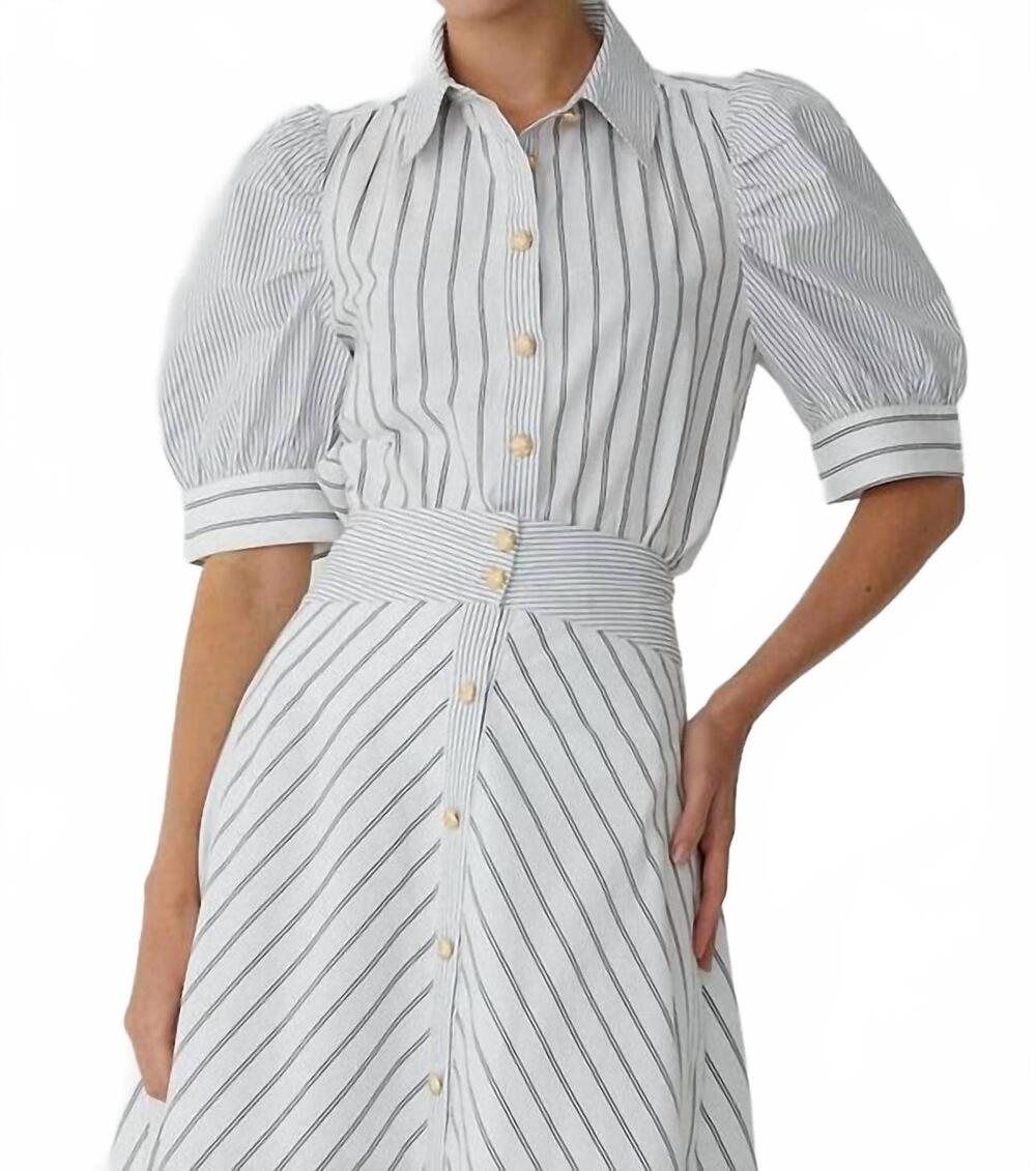 NEW JS71 burke button front blouse in white/black stripe